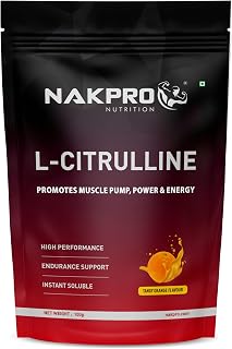 NAKPRO Nutrition Pure L-Citrulline Powder, Boosts Nitric oxide & Muscle growth (Tangy Orange, 100g) Price In India