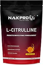 NAKPRO Nutrition Pure L-Citrulline Powder, Boosts Nitric oxide & Muscle growth (Tangy Orange, 100g)