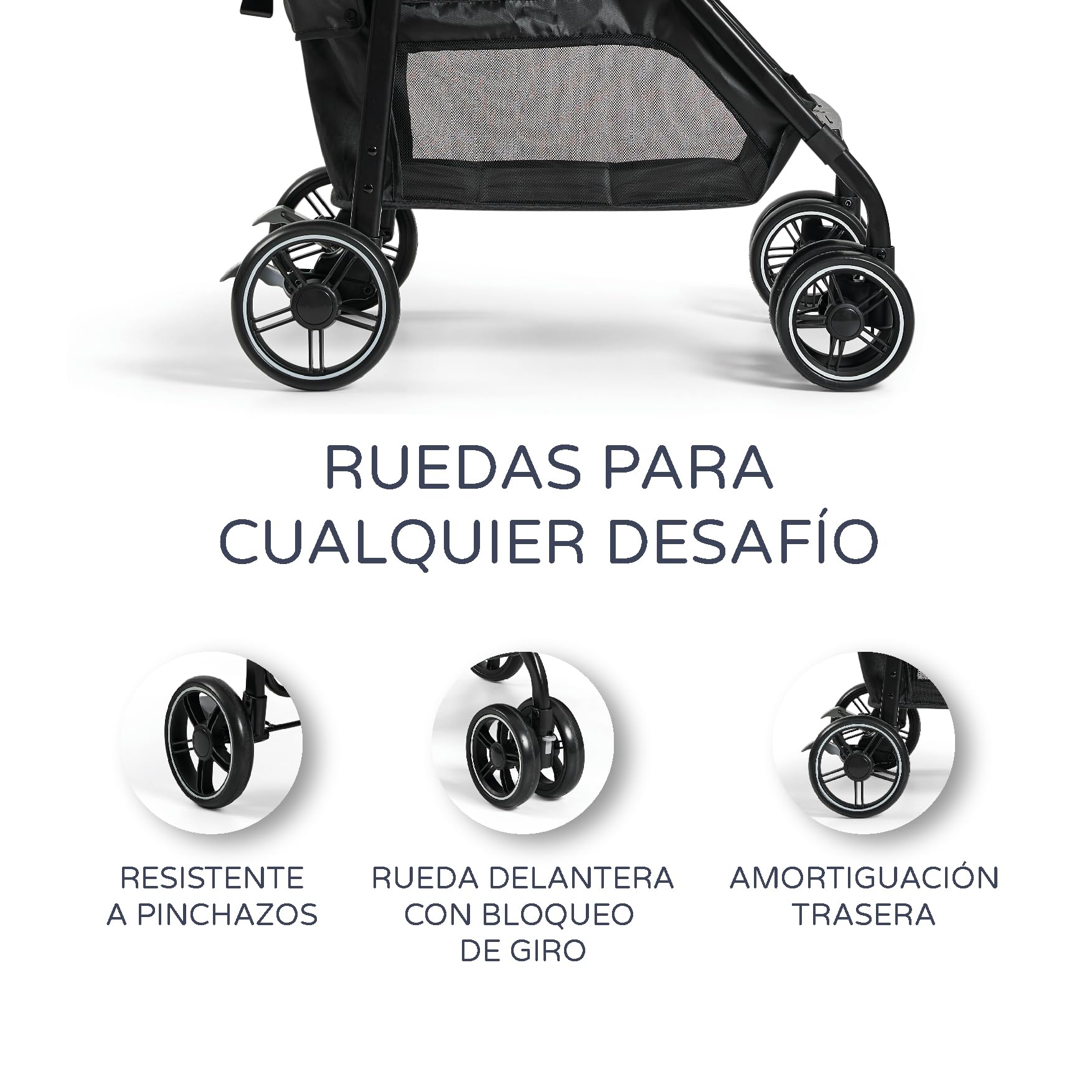 Ms - Silla de Paseo Street | Carrito Bebe lígero desde Nacimiento hasta 36 meses o 22 kg | Con Amortiguadores, Capota XXL y reclinación máxima