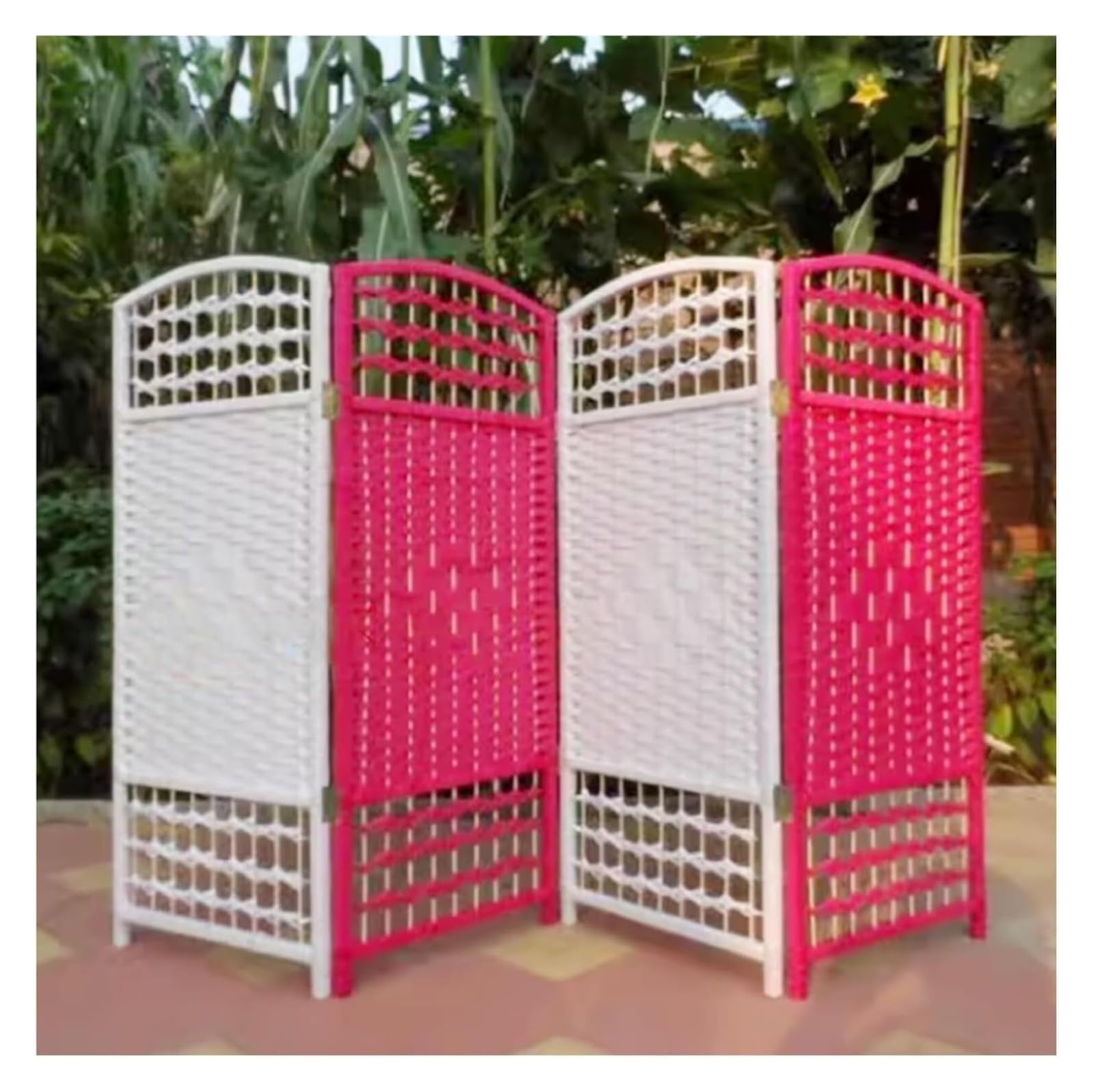 Biombo Interior de Madera, Biombo de Tejido Plegable, Separador portátil e Independiente, sin ensamblaje(White+Red,80X40CM-6PCS)