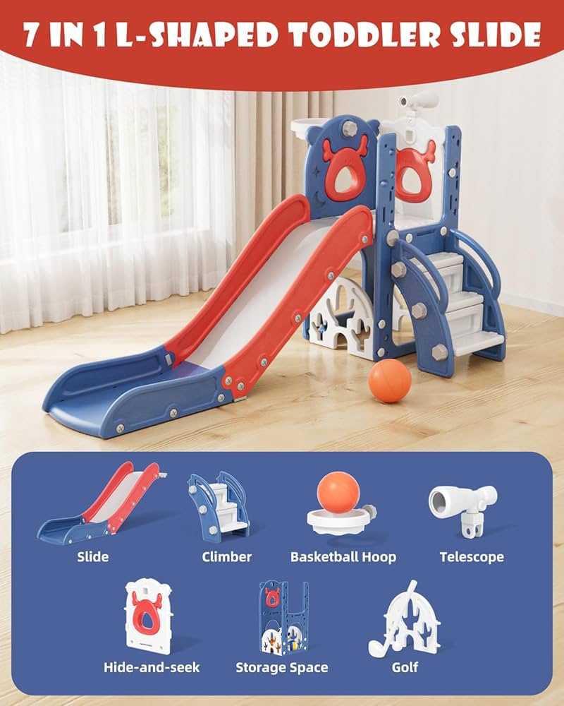 XJD 7 in 1 Toddler Slide, Kids Indoor Slide for Toddlers 12