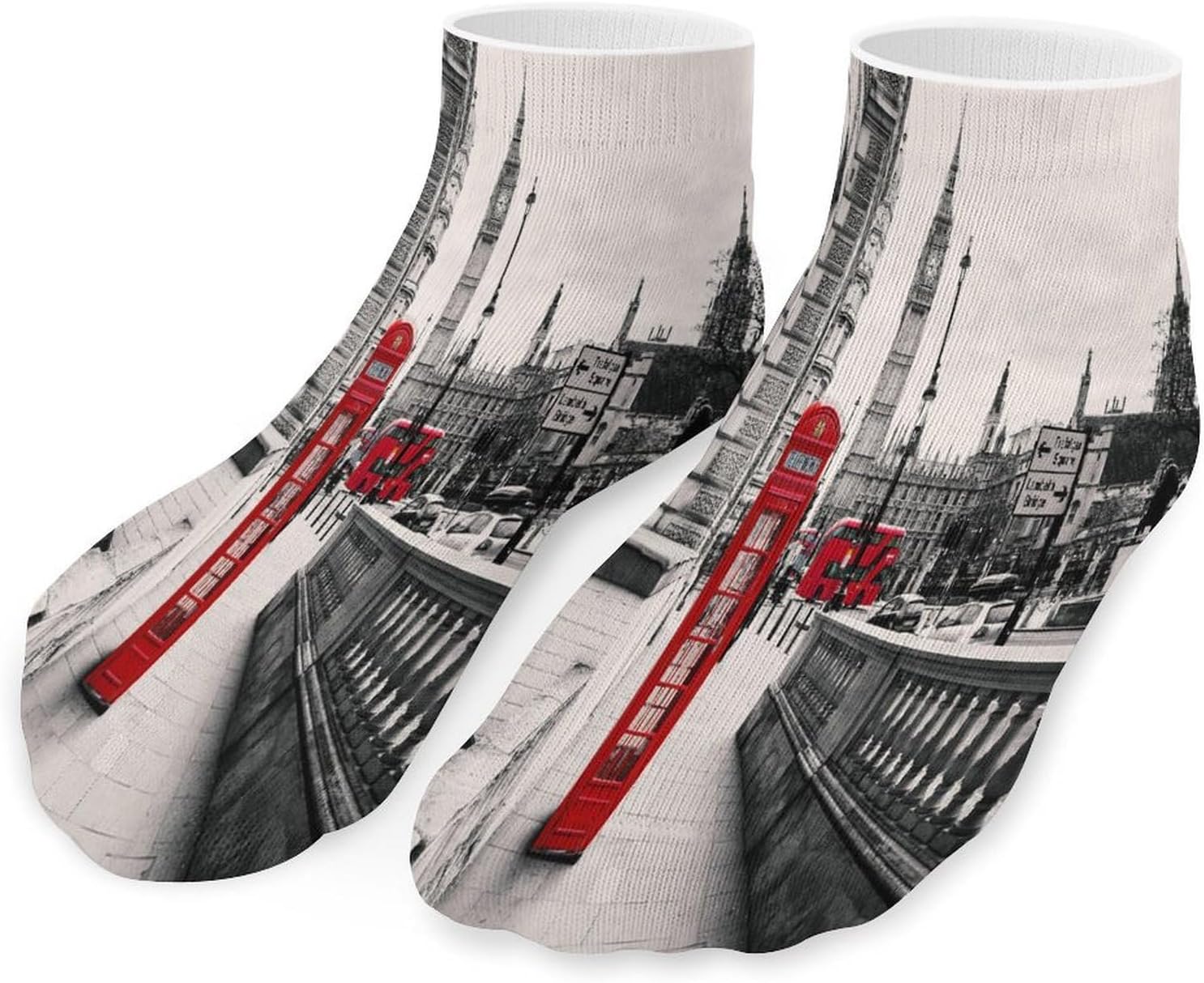 Red Phone Booth London Street Ankle Socks for Men Women 5 Pairs