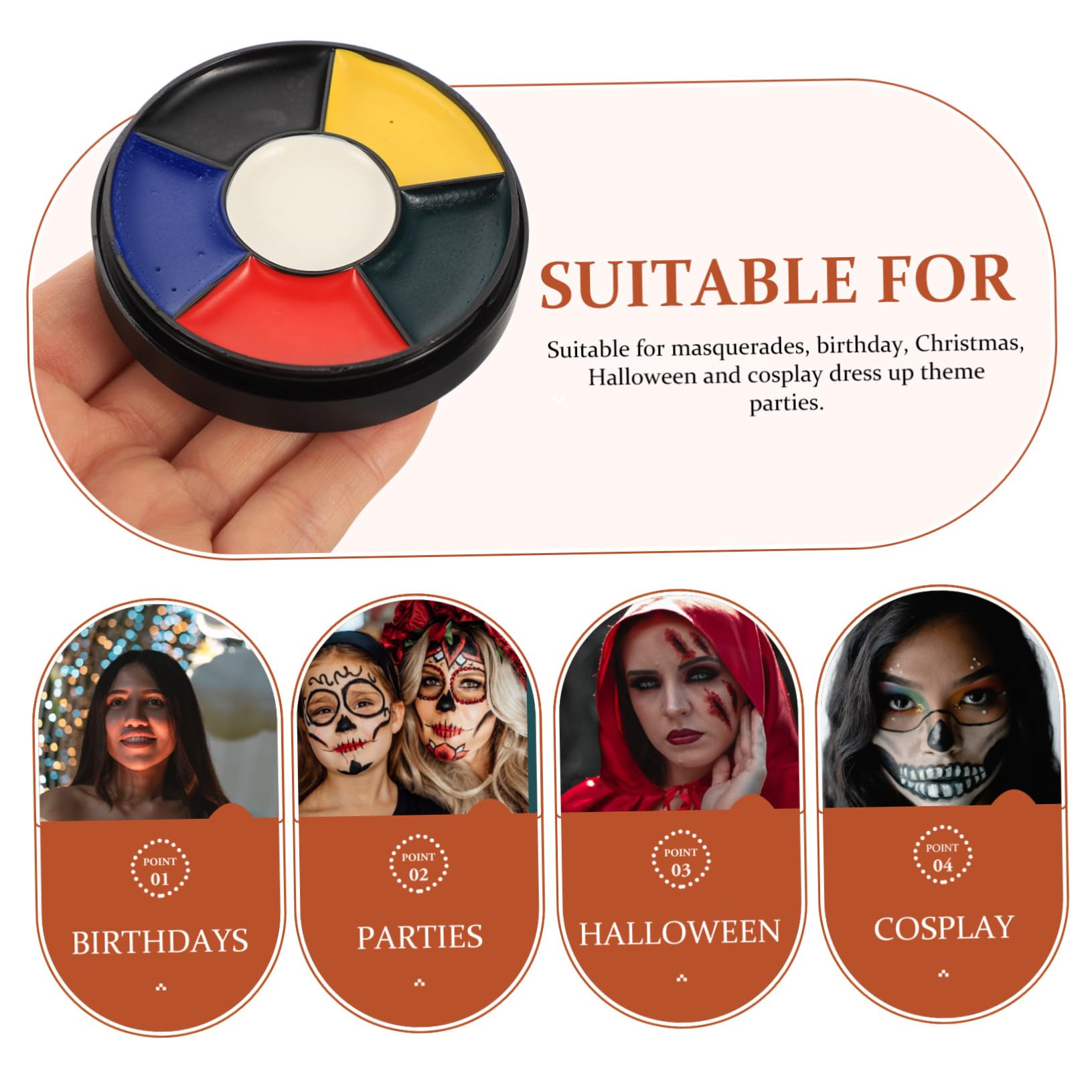Artibetter 5 Piezas Pintura Facial Herida Falsa Kit de Colores para Halloween y Cosplay Pigmentos Seguros Máscaras y Maquillaje Creativo