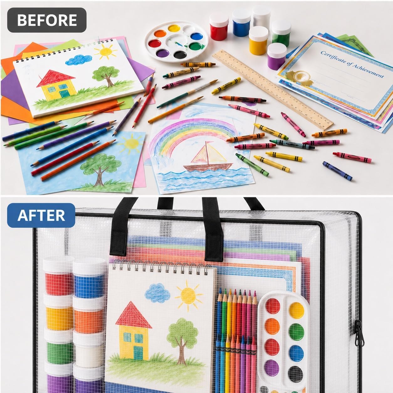 GONGKANGYUAN 2 Pack Clear Art Portfolio Storage Bags, 26 x 26 in
