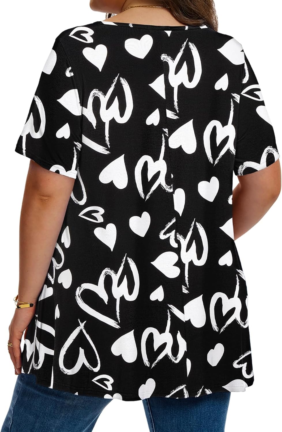 LARACE Plus Size Tops for Women Short Sleeve Women's V Neck Pleated Tunics Dressy T-Shirts Summer Clothes Loose Fit Blouses - Image 5