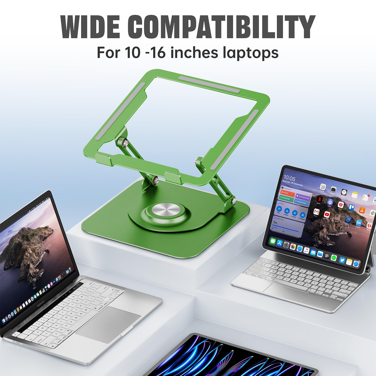 JOYEKY Supporto da scrivania per computer portatile, ergonomico per lavoro collaborativo, adatto per tutti i computer portatili da 10 a 16 pollici (verde