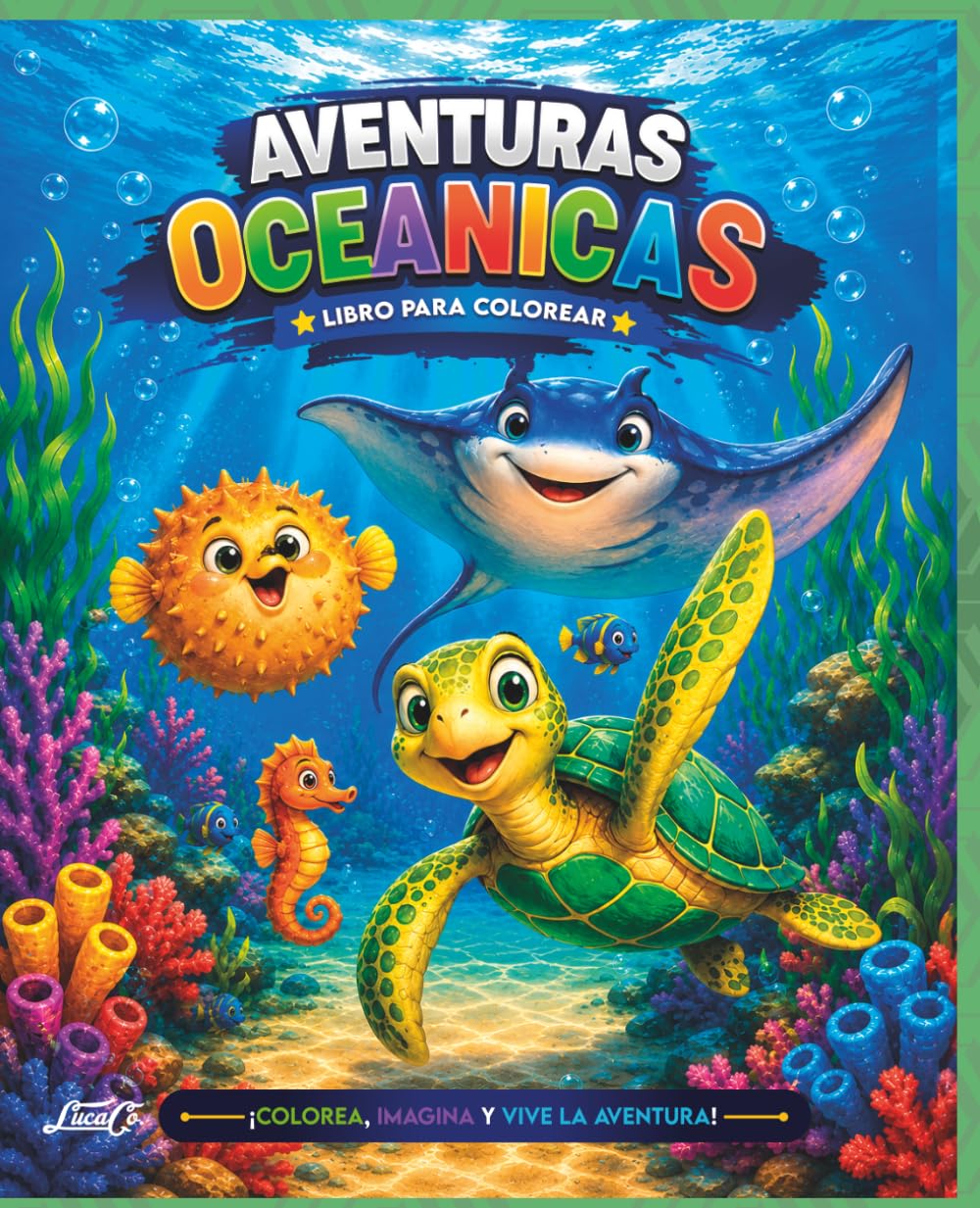 Aventuras Oceánicas para Colorear: Divertidos animales marinos en emocionantes aventuras bajo el mar para niños y niñas