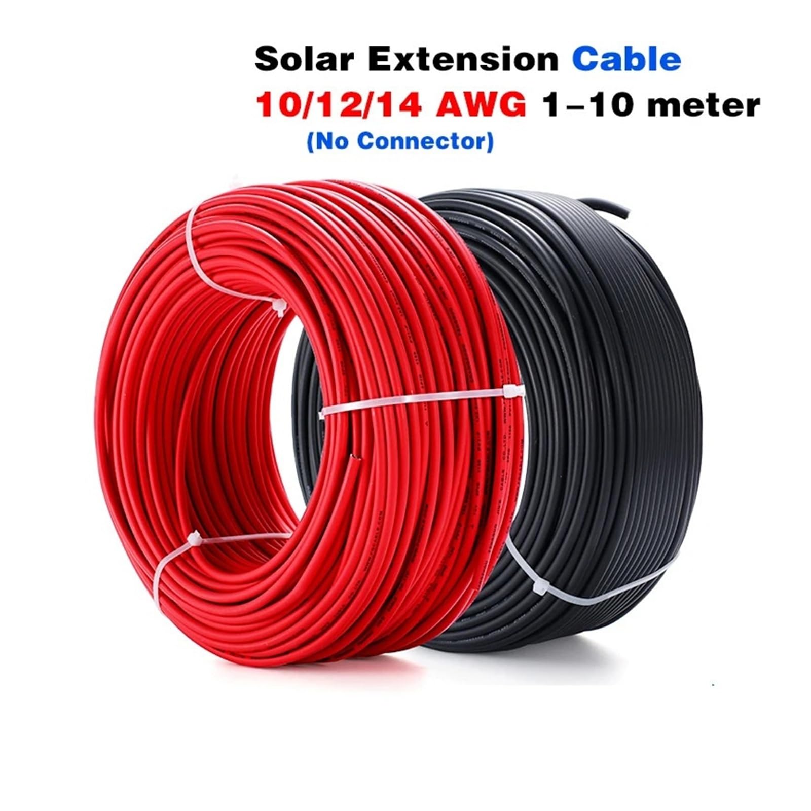 Solar-Kabel Photovoltaik-Kabelverlängerung, Solar-PV-Kabelverbinder 2,5/4/6 mm² 10/12/14 AWG Mehrfarbig 1-30 m(10 Awg-6mm2,5m black 5m red)