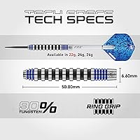 Vista 4 de Winmau Advance 500 Series - Juego de dardos de tungsteno con puntas de acero y ejes (tallos), disponible en azul y verde