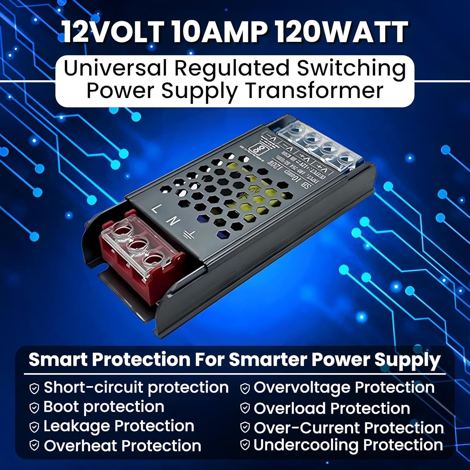 12 VOLT 10 AMPERE 120 Watt SMPS Power Supply Adapter | Ideal for LED Signage, Strip Lights, Decorative Lighting, CCTV Surveillance, Industrial Automation (Pack Of 1 Piece) — Amazon image 2