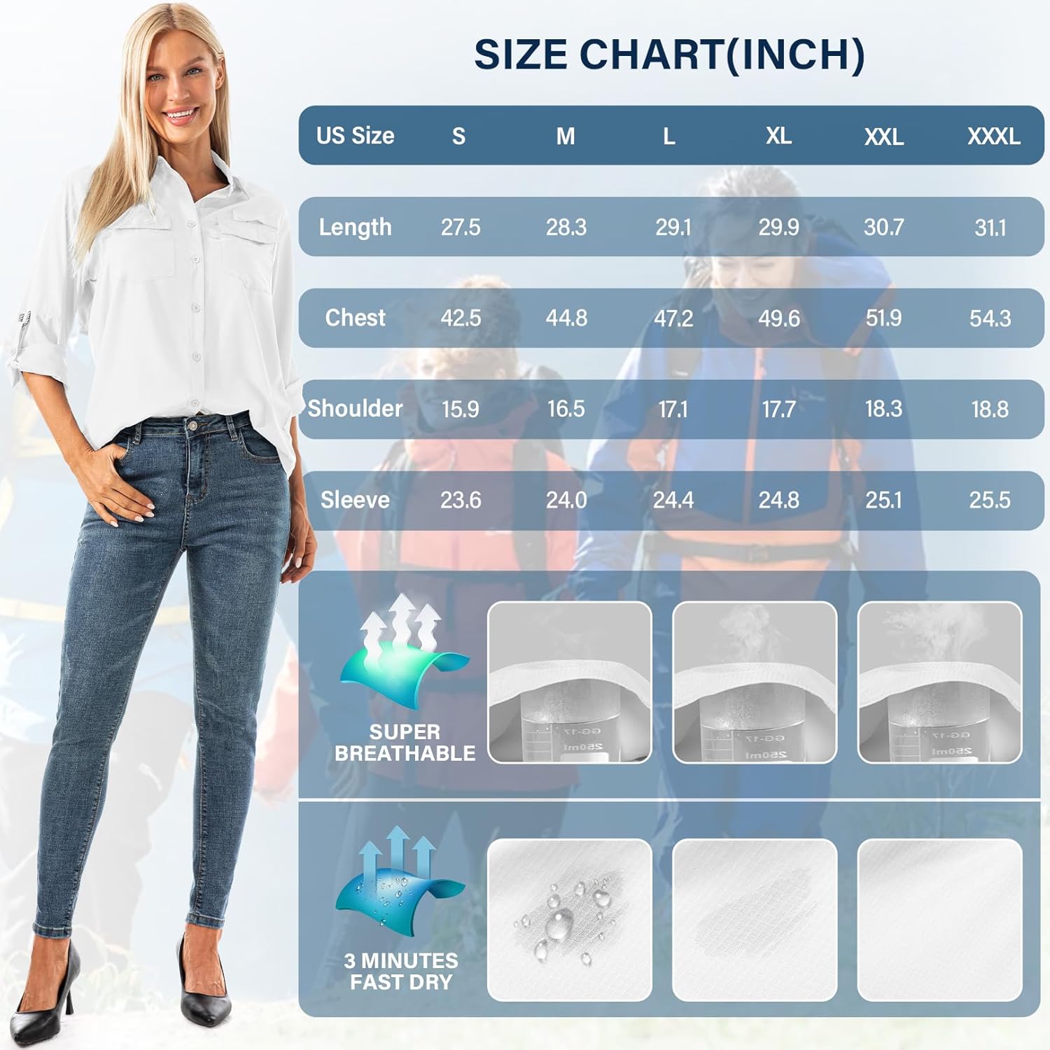 Jessie Kidden Womens Safari Shirts Long Sleeve Outdoor Sun Protection Quick Dry Fishing Hiking Shirts - Image 7