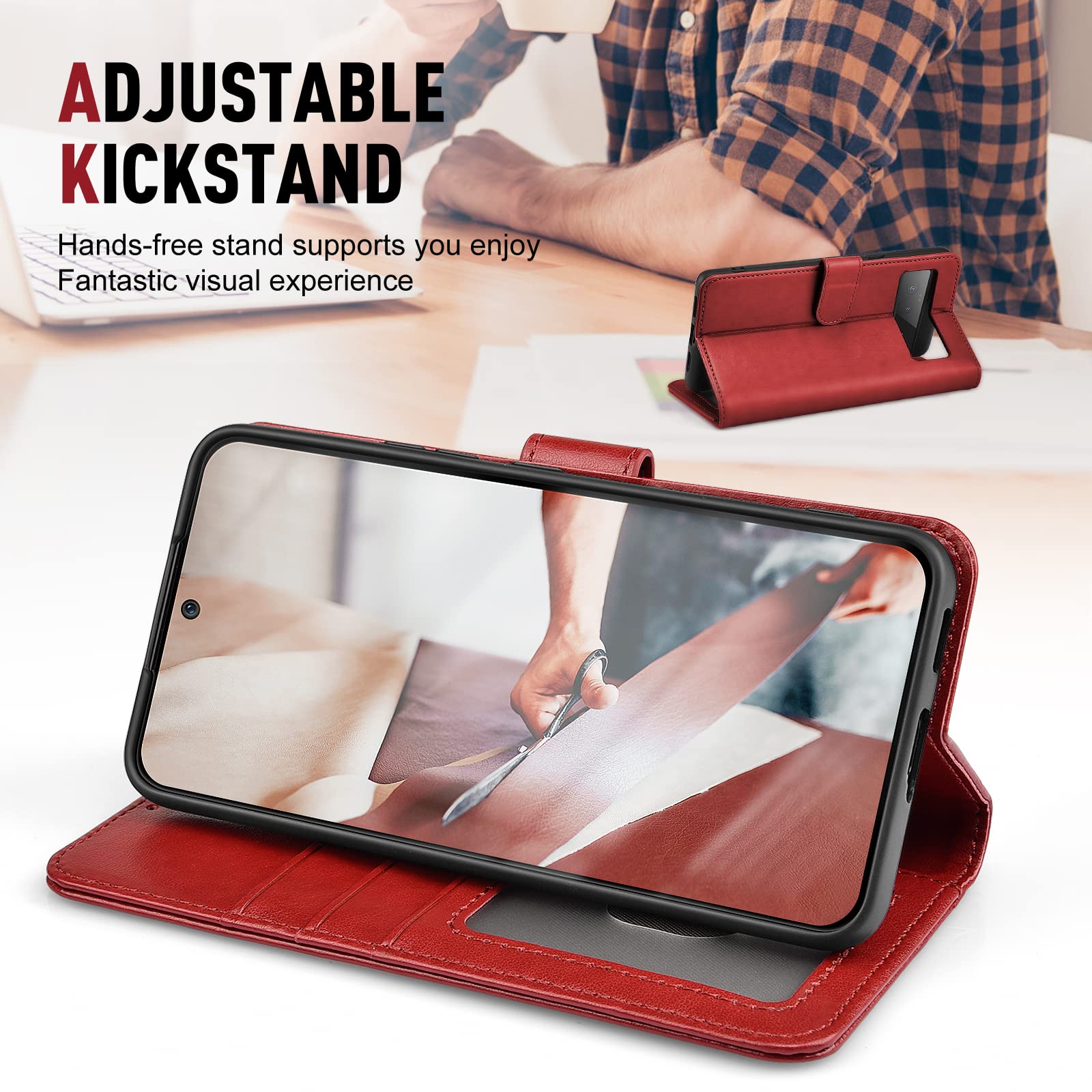 Cover Flip Pelle Google Pixel 6A Nuova Con Slot Schede Chiusura