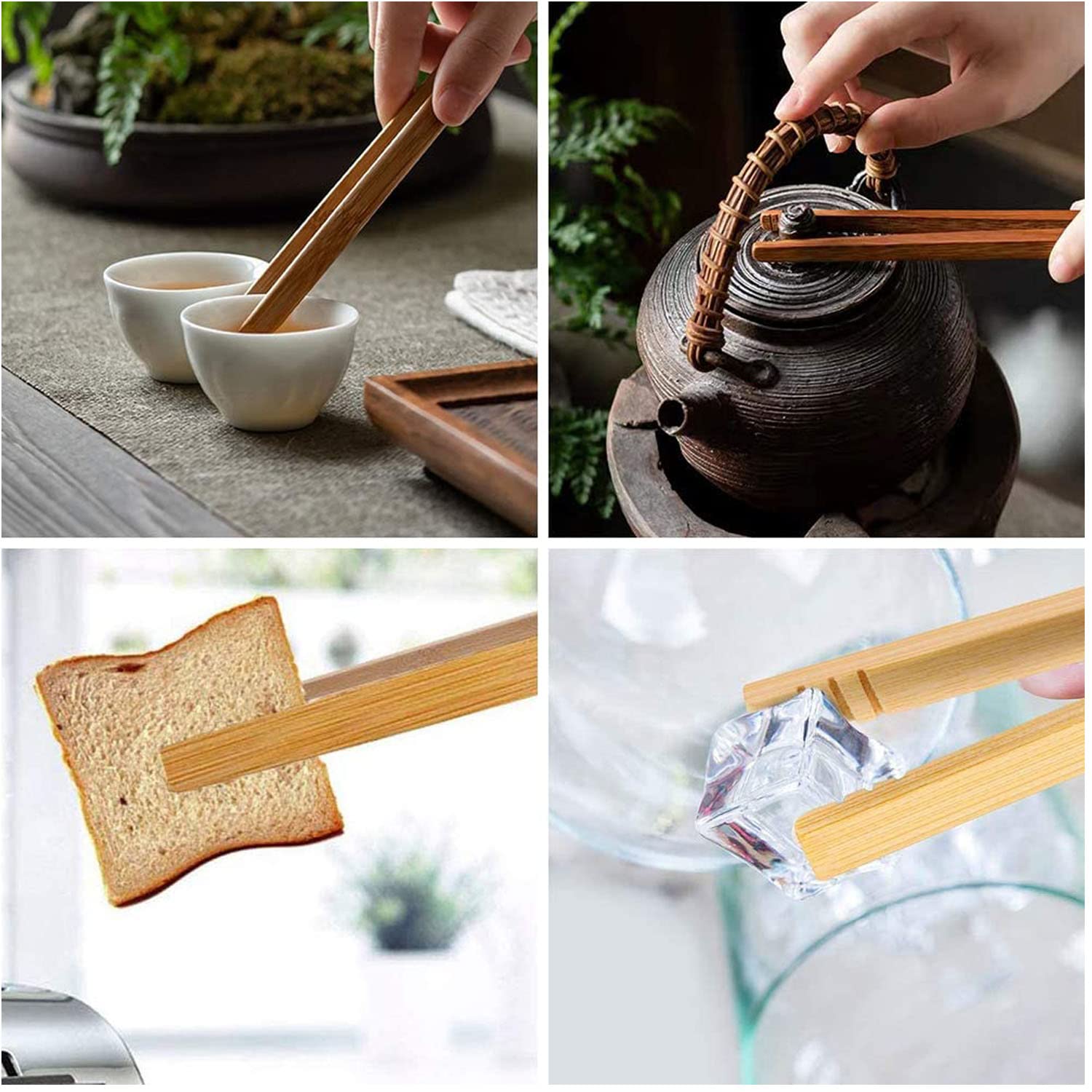 Pinze In Bambù Per Cucina - 12 Pezzi Naturali E Resistente Al Calore - Foto 2