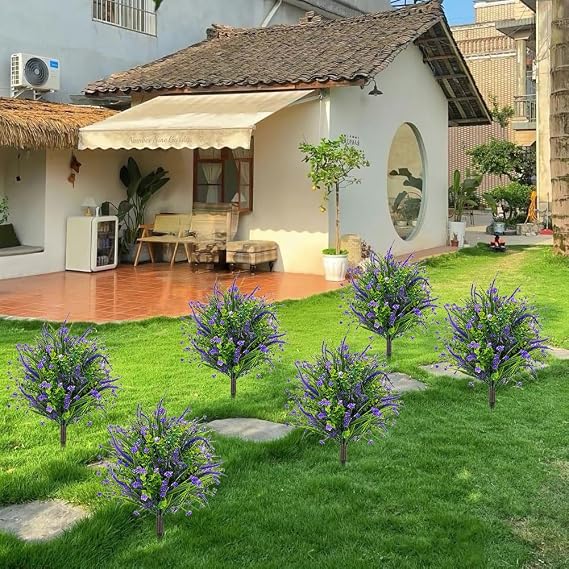 2 Pcs Artificial Lavender Topiary Ball Trees with Ground Spike,60cm Artificial Lavender Flowers for Outdoors,UV Resistant Faux Greenery Shrubs with Purple Flowers for Garden Patio Decor