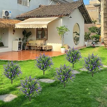 2 Pcs Artificial Lavender Topiary Ball Trees with Ground Spike,60cm Artificial Lavender Flowers for Outdoors,UV Resistant Faux Greenery Shrubs with Purple Flowers for Garden Patio Decor