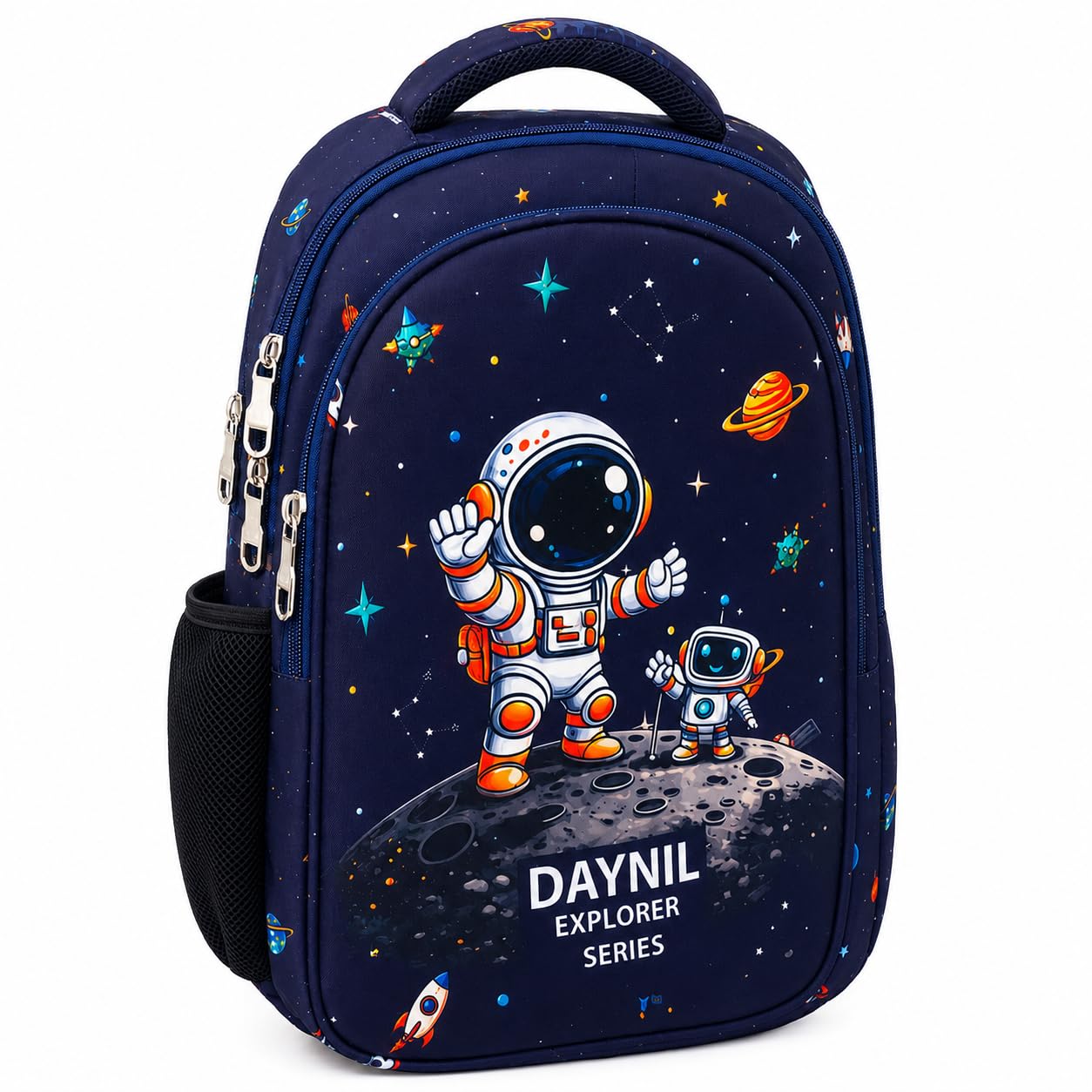 Kids Backpack Astronaut Space Explorer Printed School Bag | Dual Zipper Compartments Nursery Preschool Bag for Boys and Girls-image-18