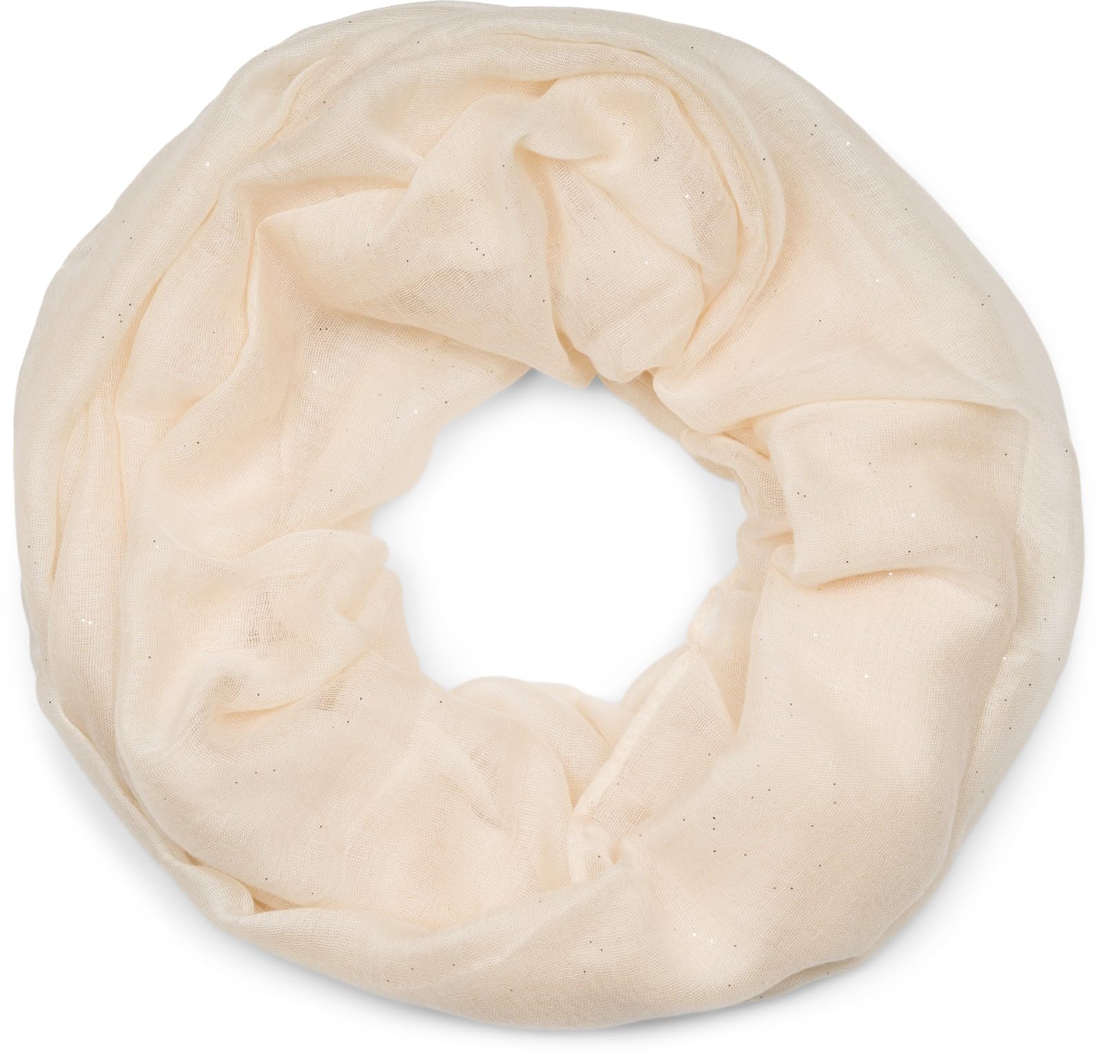Stylebreaker Women's Cream-Beige Elegant Glittering Tube Scarf, Uni, 01018090, Colour: