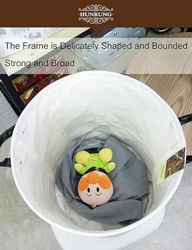 Miniatura 6 de HUNRUNG Canasta grande ligera de lona para almacenar, organizar juguetes, ropa sucia - plegable, resistente al agua, para dormitorios