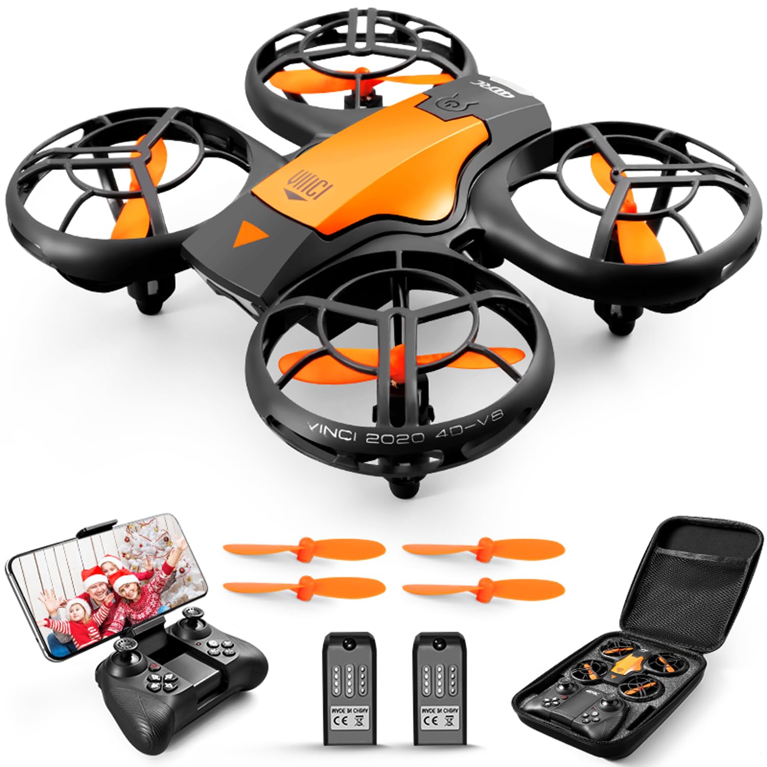 4DRC V8 720P Drone con Telecamera HD FPV, Quadricottero RC con Telecomando, Funzione Hovering, modalità Senza Testa, 3D Flip, Decollo/Atterraggio a Un Tasto, Adatto ai Principianti e Bambini