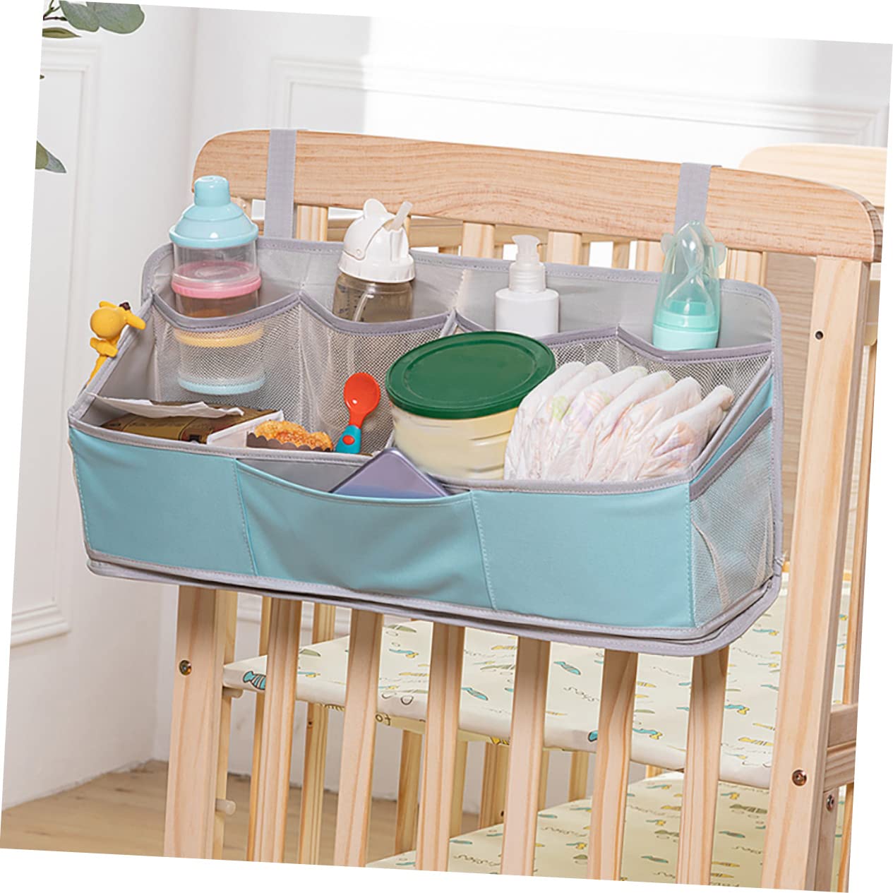 TOYANDONA Hängender Windelorganizer aus Oxford Pp-Material für Kinderbetten Bietet Platz für Windeln Puder Fläschchen und Andere Babyartikel Sorgt für Ordnung dem Wickeltisch