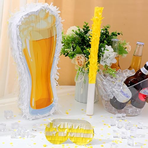 Miniatura 3 de Sratte Piñata de cerveza con palo y con los ojos vendados, confeti de cerveza, piñata de cristal de cerveza, taza de animaciones a cervezas,