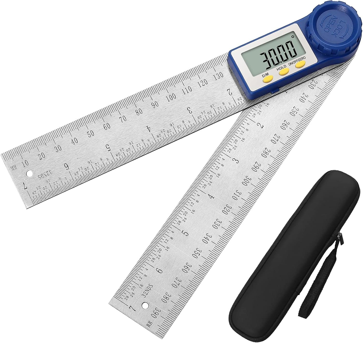 XUNTOP Digital Angle Finder 8 Inch Protractor Stainless Steel Angle Finder Ruler Blue BigaMart