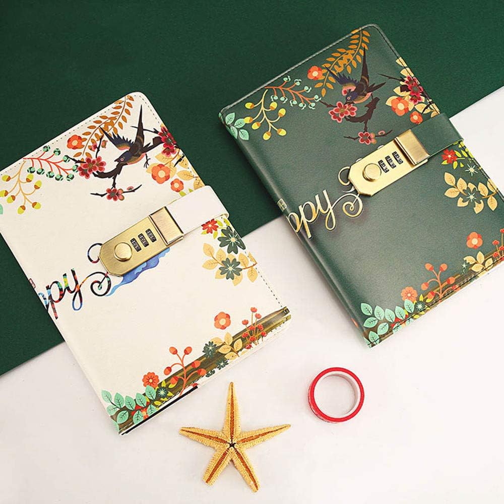 Code Lock Diary Journal Notebook,A5 Christmas Password Notebook Organizer Secret Digital Diary Journal Planner for Kids Diary Gift Notebook (Green)