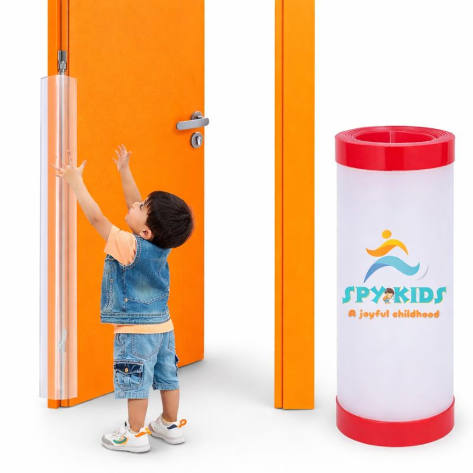SPY KIDS® 1.2M Baby Door Finger Pinch Guard | Premium Frosted PP Hinge Cover Strip | Self-Adhesive Child Safety Door Protector for Wooden & Metal Doors | Easy to Install Baby Proofing Guard for Home, School & Nursery (Pack of 1)-image-5