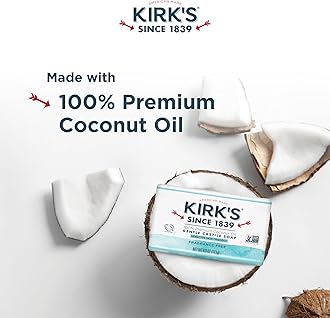 Kirk's Castile Bar Soap by | Clean Soap for Men, Women & Children | Premium Coconut Oil | Sensitive Skin Formula, Vegan | Fragrance-Free/Unscented | 4 oz. Bars - 3 Pack