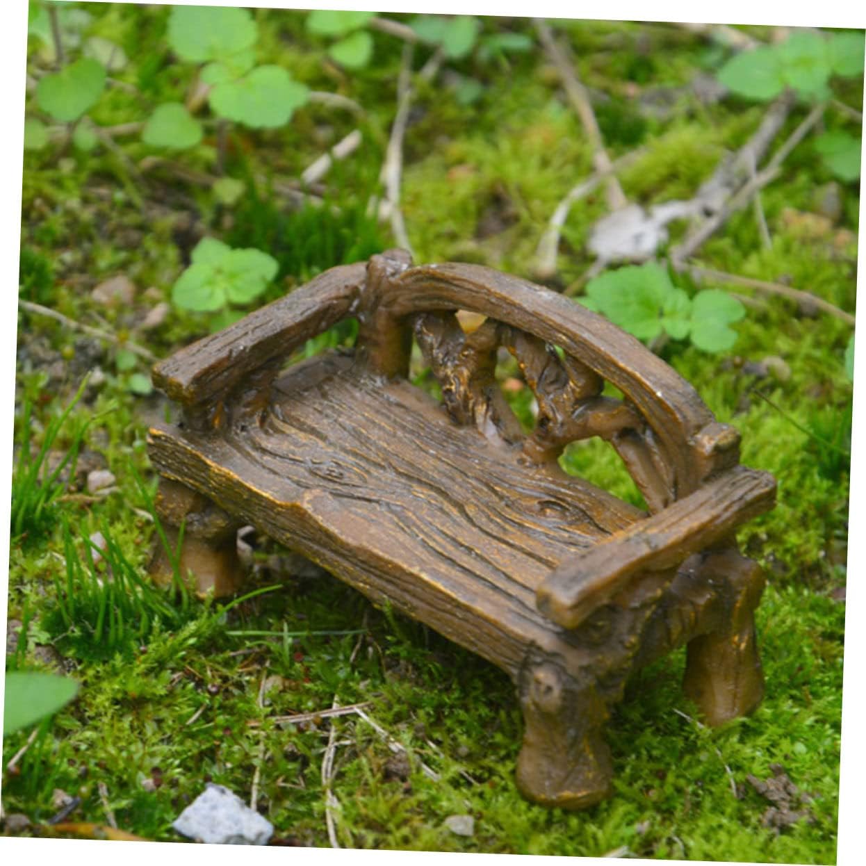 Abaodam 3Pcs Miniature Garden Furniture Resin Craft Ornament with Mini Bench Chairs for Outdoor Decor for Micro Landscape Bonsai and Plant Pot Decoration
