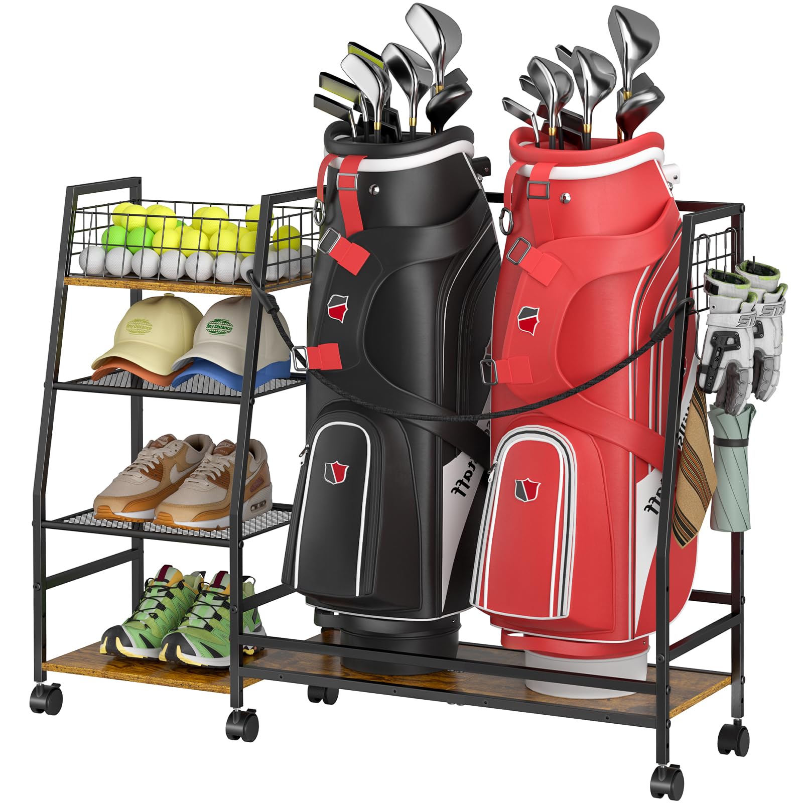 Amazon.com: Golf Bag Storage Rack for Garage with Wheels