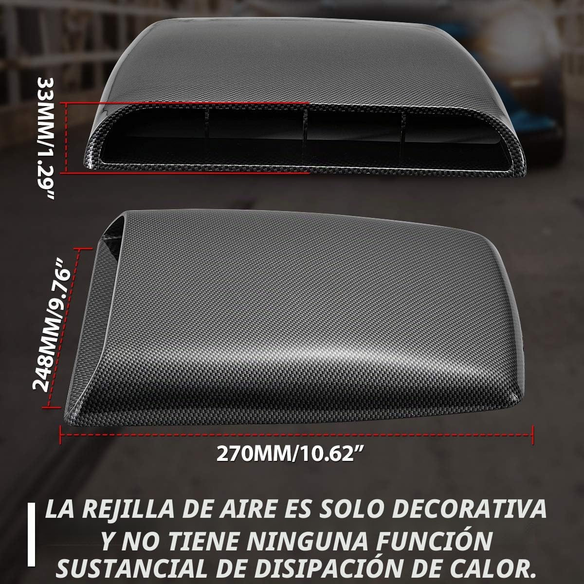 KATUR - Toma de aire decorativa para el capó del coche, ajuste universal
