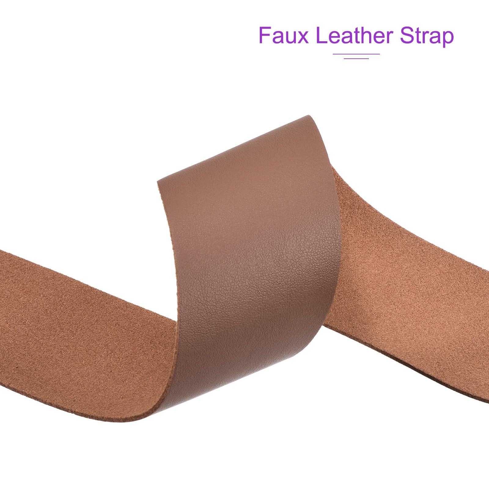 DMiotech Red Brown Faux Leather Strap 2 Inch Wide 39 Inch Long Flat Leather Belt Strip 1.3mm Thick Single Sided Cord for Arts Craft DIY Traction Ropes - Image 4