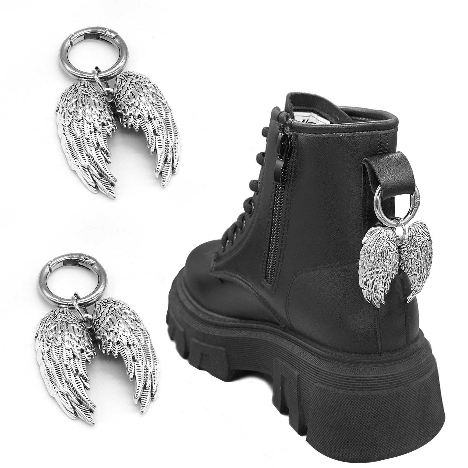 Shoelace Charm for Sneakers, Goth Charms Chain for Canvas Shoes, Boot Keychain Bag DIY Punk Accessory Decorations Clip for Girls Women