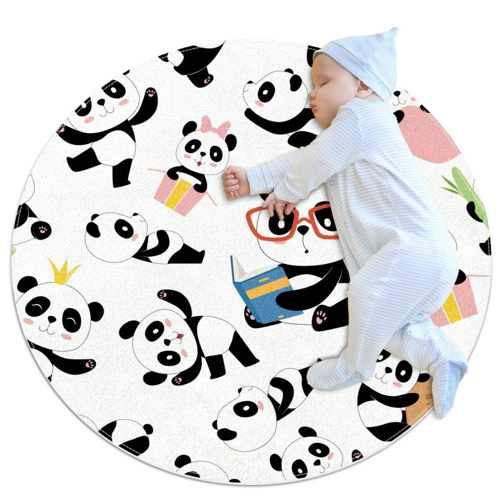 Tapis pandas mignons JDEZ de 80x80cm pour le sport et le jeu des enfants