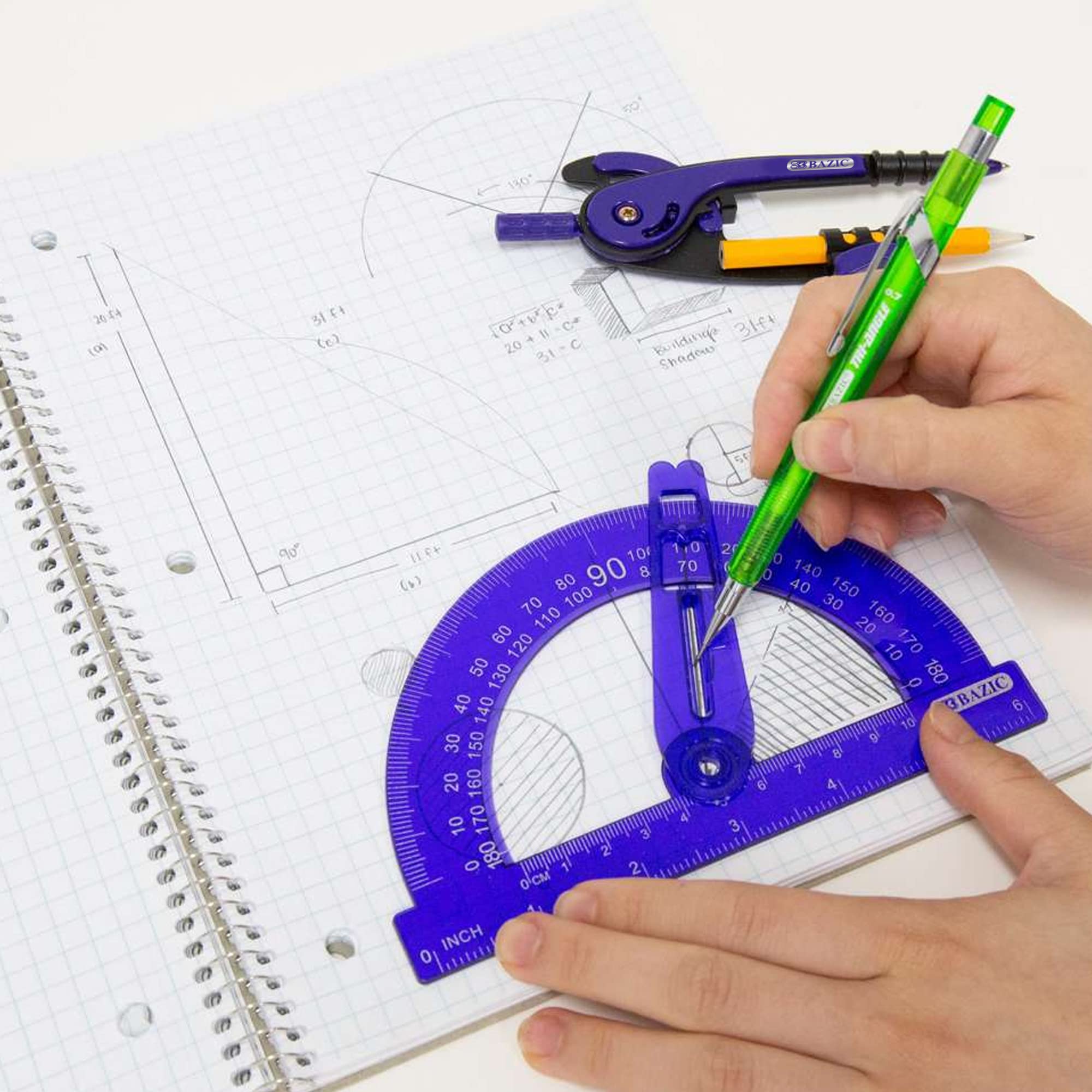 BAZIC Scale-Arm Compass w/ #2 Wood Pencil