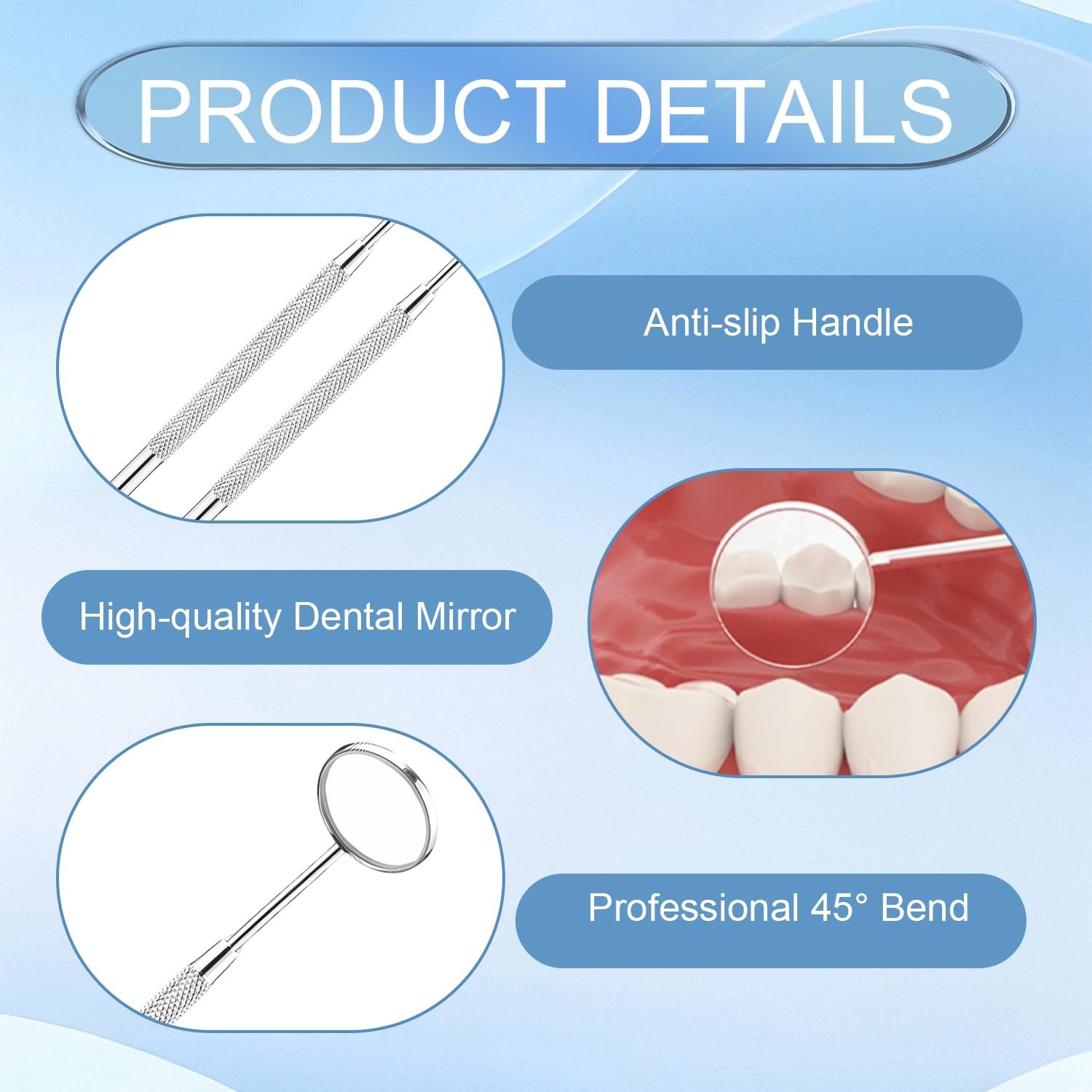 Espejos orales de acero inoxidable antiempañamiento para dientes, perros, dentistas y extensiones de pestañas