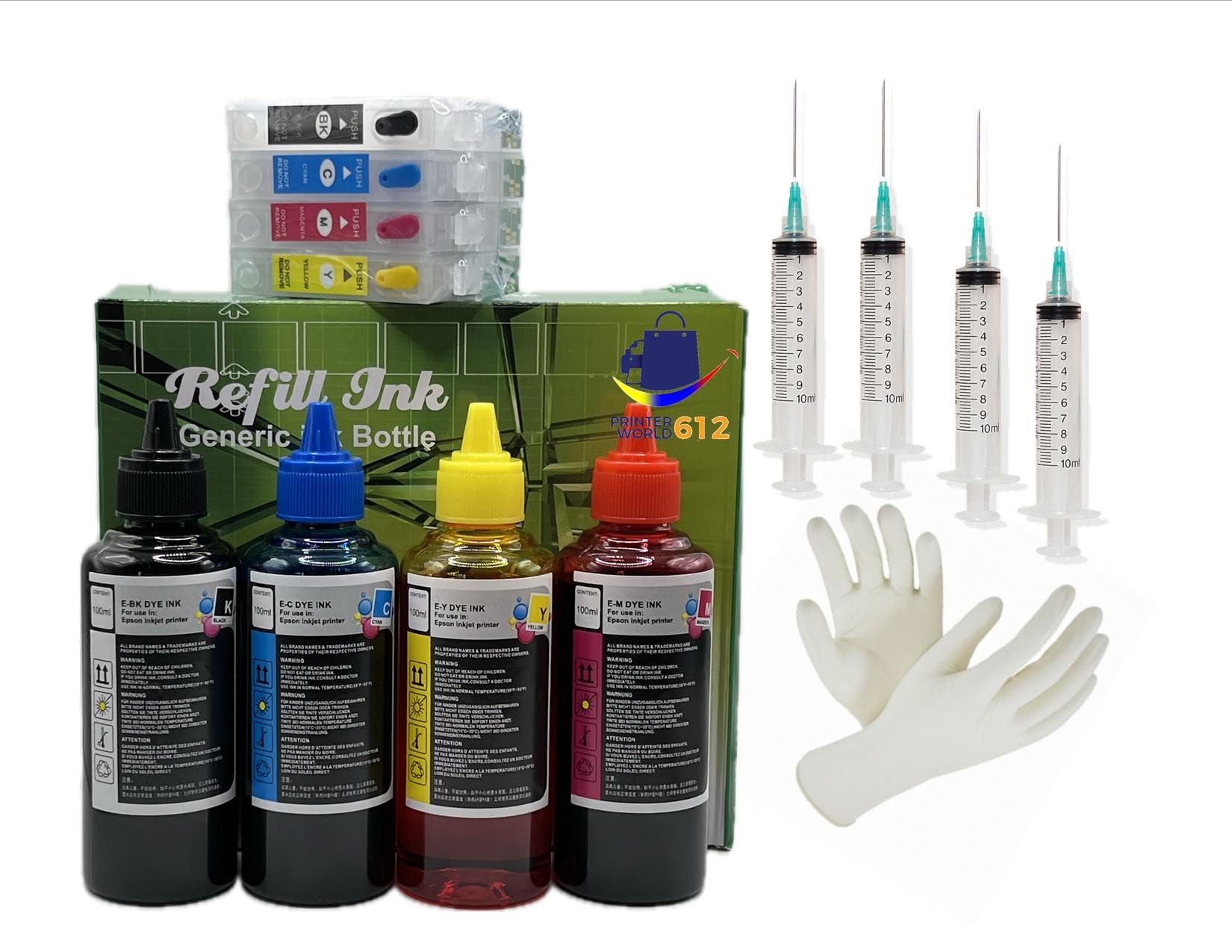 Replacement for Refillable Ink Cartridges with Single-use Chip +400ml Ink 812XL T812 for Workforce Pro WF-7840 WF-7820 WF-7310 Printers New Sealed,