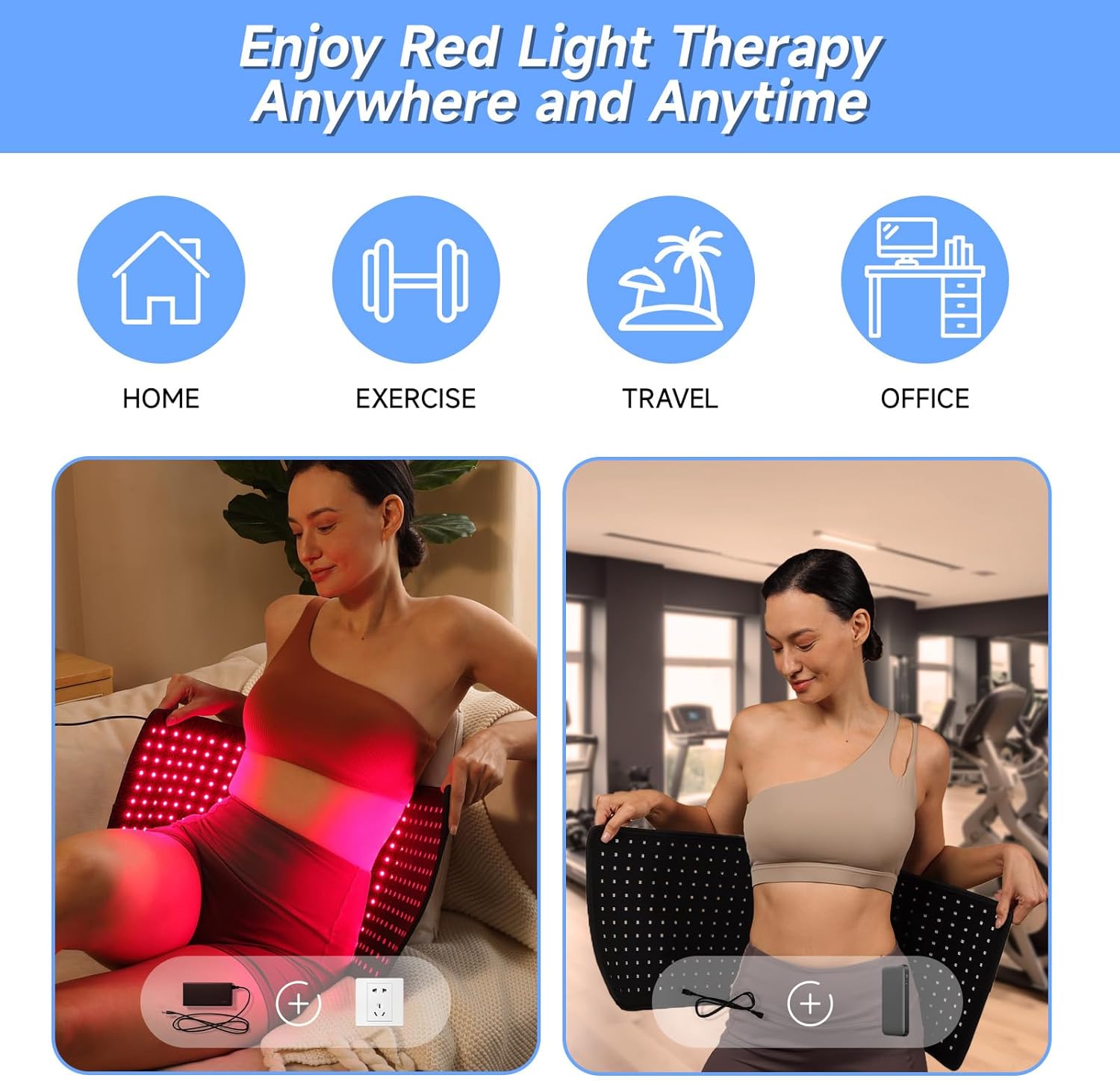 MEGELIN Red Light Infrared Therapy Belt Plus,360Leds, 660nm Red Light & 850nm Near-Infrared Light at Home - Image 3