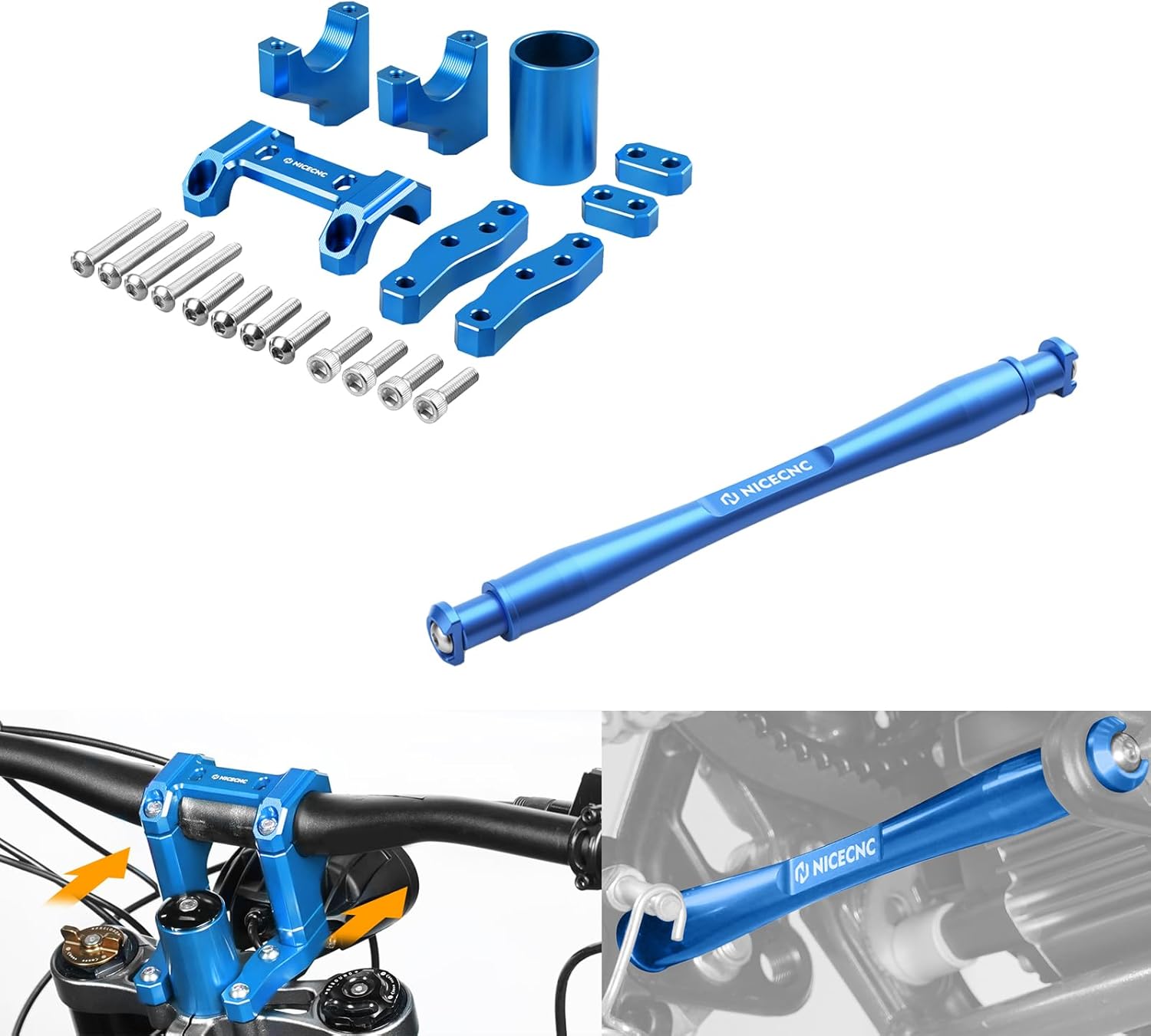 NICECNC 20/30 MM Riser Front Handlebar & Foot Pegs Support Brace with O-Rings Compatible with Surron Light bee X/S/ L1E,Compatible with Segway X160 X272 See Fitment