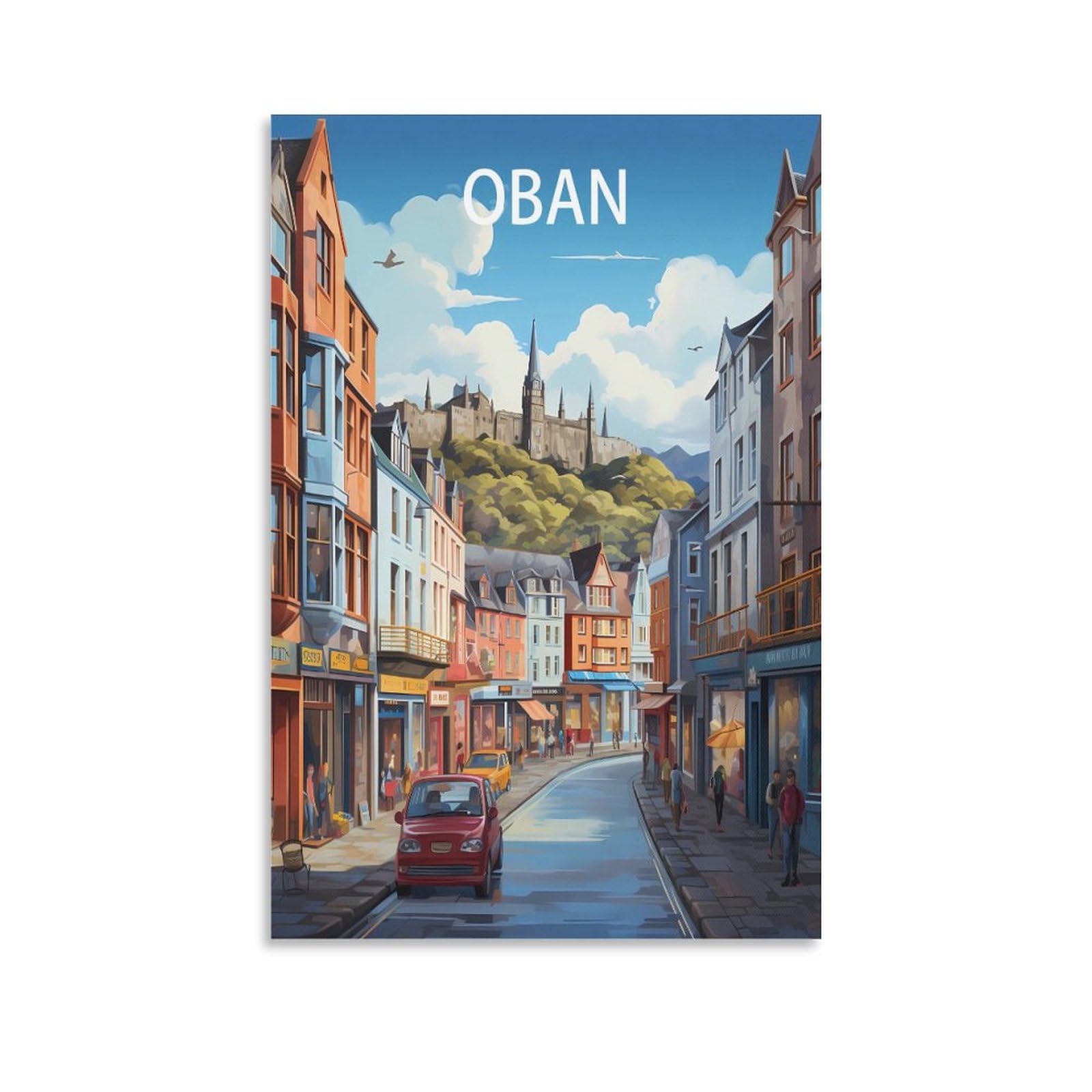 Oban Scotland Coast Vintage Travel Poster Landscape 08x12inch(20x30cm) Canvas Wall Art Posters for Living Room Decor Paintings for Home Decor