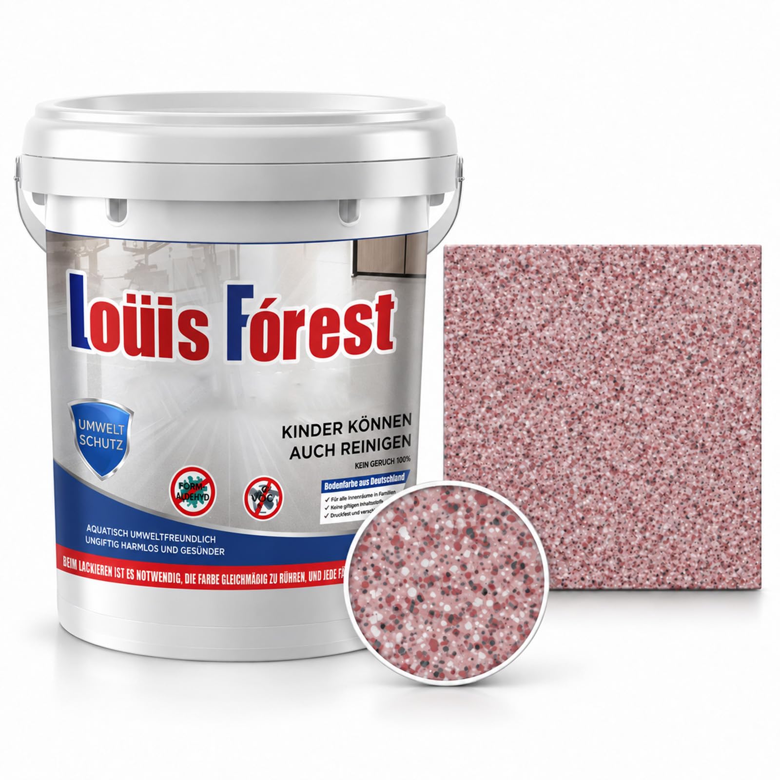 Chictrend Epoxy Floor Paint, Self Leveling Colored Sand Floor Coating, High Gloss Decorative Concrete Floor Paint for Garage, Basement, Workshop and Patio (Peach Red,5kg)
