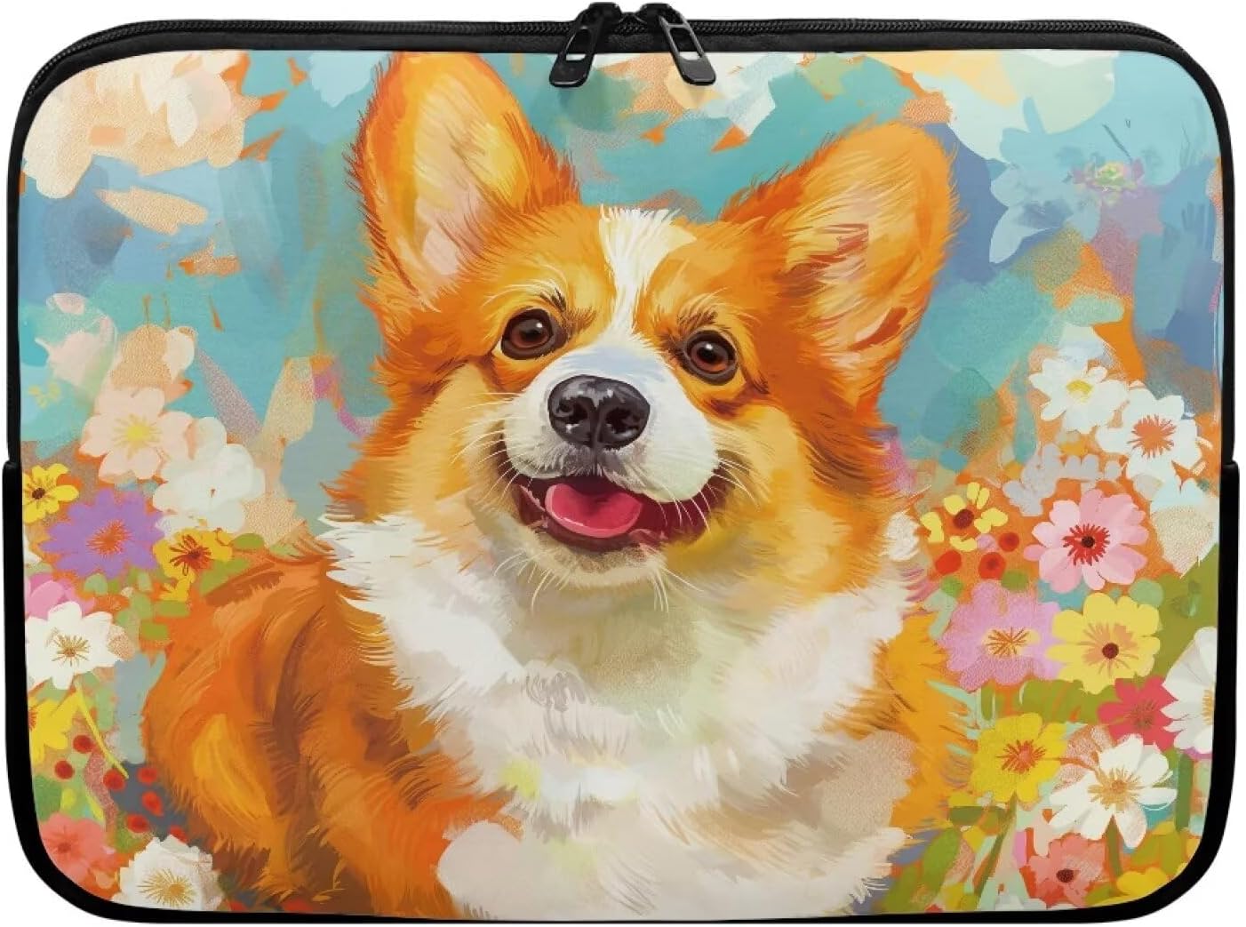 Rnyleeg Cute Corgi Laptop Protective Case for Boys Girls 15 Inch MacBook Air Carrying Case Novelty Tablet Bag for School
