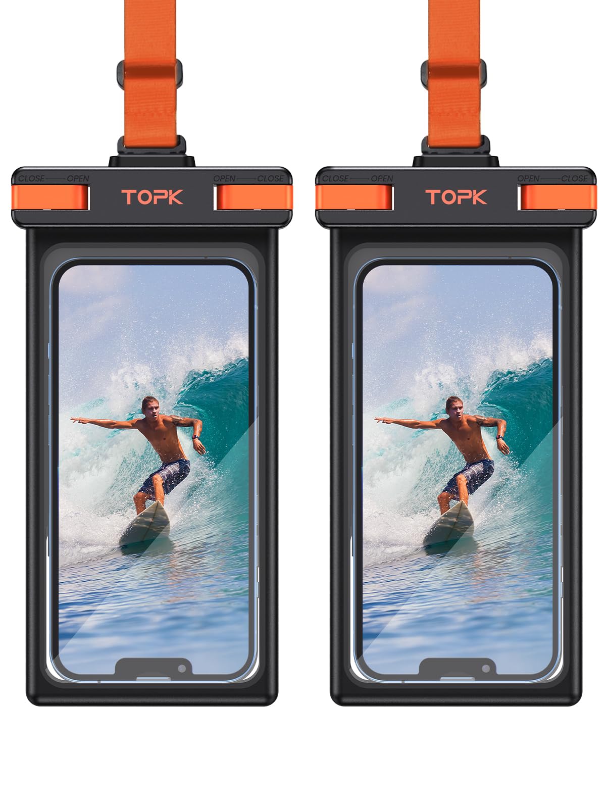 TOPKWaterproof Phone Pouch, 2-Pack IPX8 Waterproof Phone Case Compatible for iPhone 14 13 12 11 Pro Max Xs Plus Samsung Galaxy S22 Black