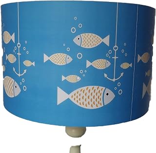 Blue and Yellow Fish lamp shade,lampshade,vintage shabby chic. fishing Anchor