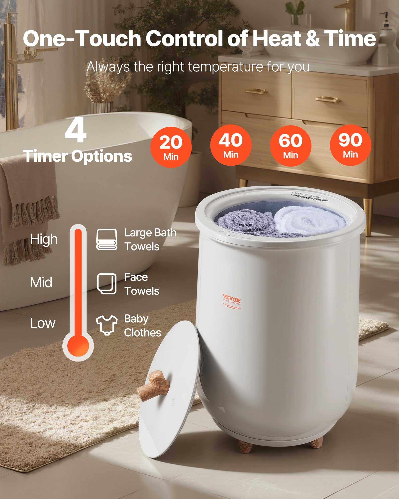 QUIRUMED Handdoekwarmer voor SPA, voor schoonheidssalon, inhoud 20 liter, warm oppervlak, automatische uitschakeling, led-display, wit