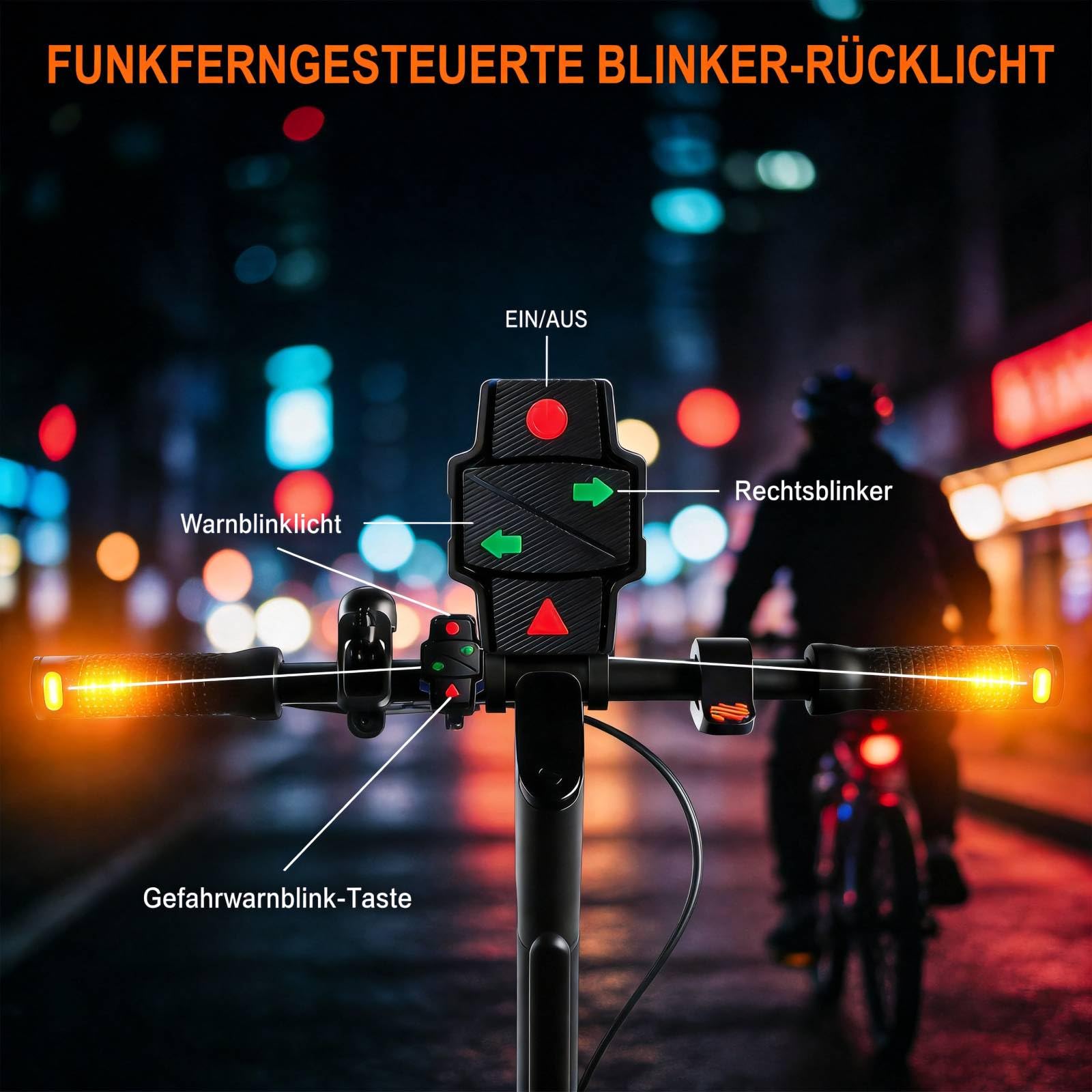 Kabelloses Blinkerset für Elektroroller für Xiaomi M365/Pro 1S/Pro 2/Mi3 für Ninebot Max G30/G30D, RGB-LED-Licht,Sicherheitsreparaturaufgabe mit Fernbedienung für 22-mm-Lenker