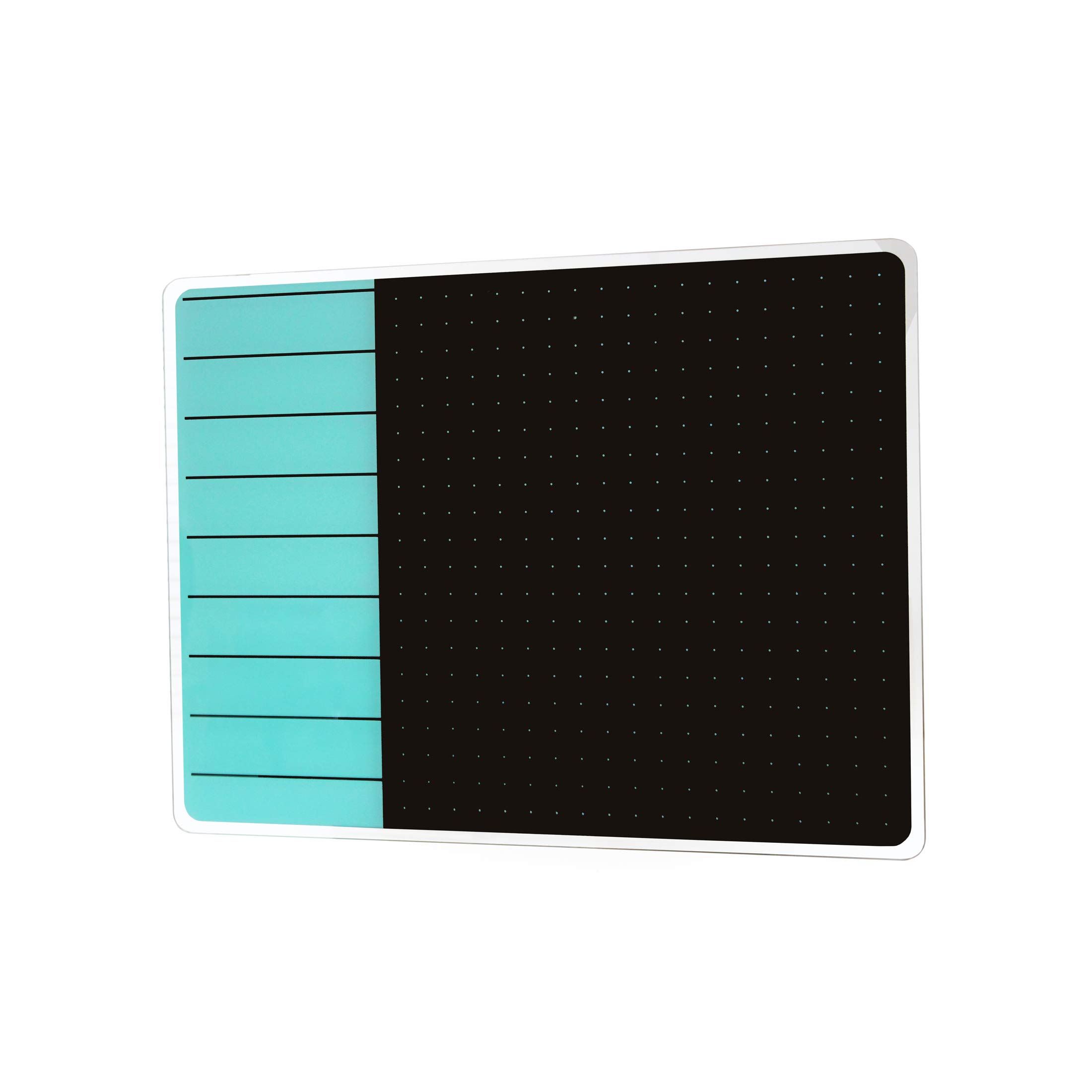 FloortexViztex® Glacier Teal & Black Plan & Grid Glass Dry Erase Board - 17" x 23"