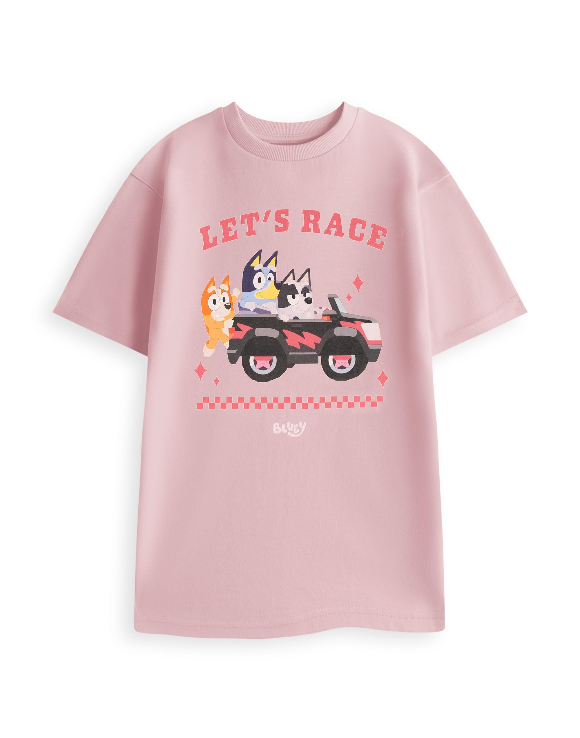 Bluey Bingo, Trixie Womens Pink Short Sleeved T-Shirt | Let's Race Graphic Tee | Casual Wear | Crew Neck Top for Playful Activities Merch - XXX-Large