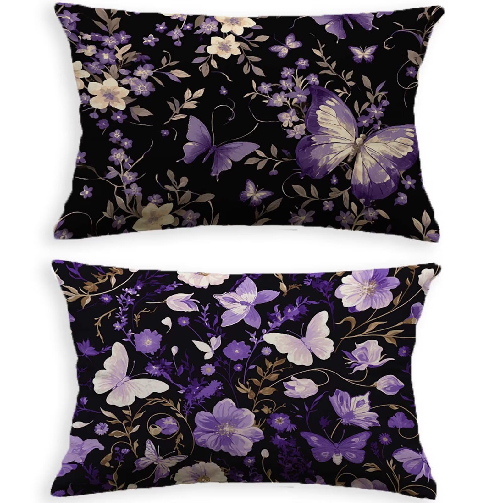 Taie oreiller 40x80cm violette en velours pour rénover facilement votre canapé